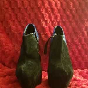 Black & Blue Suede Women’s Platform Ankle Booties